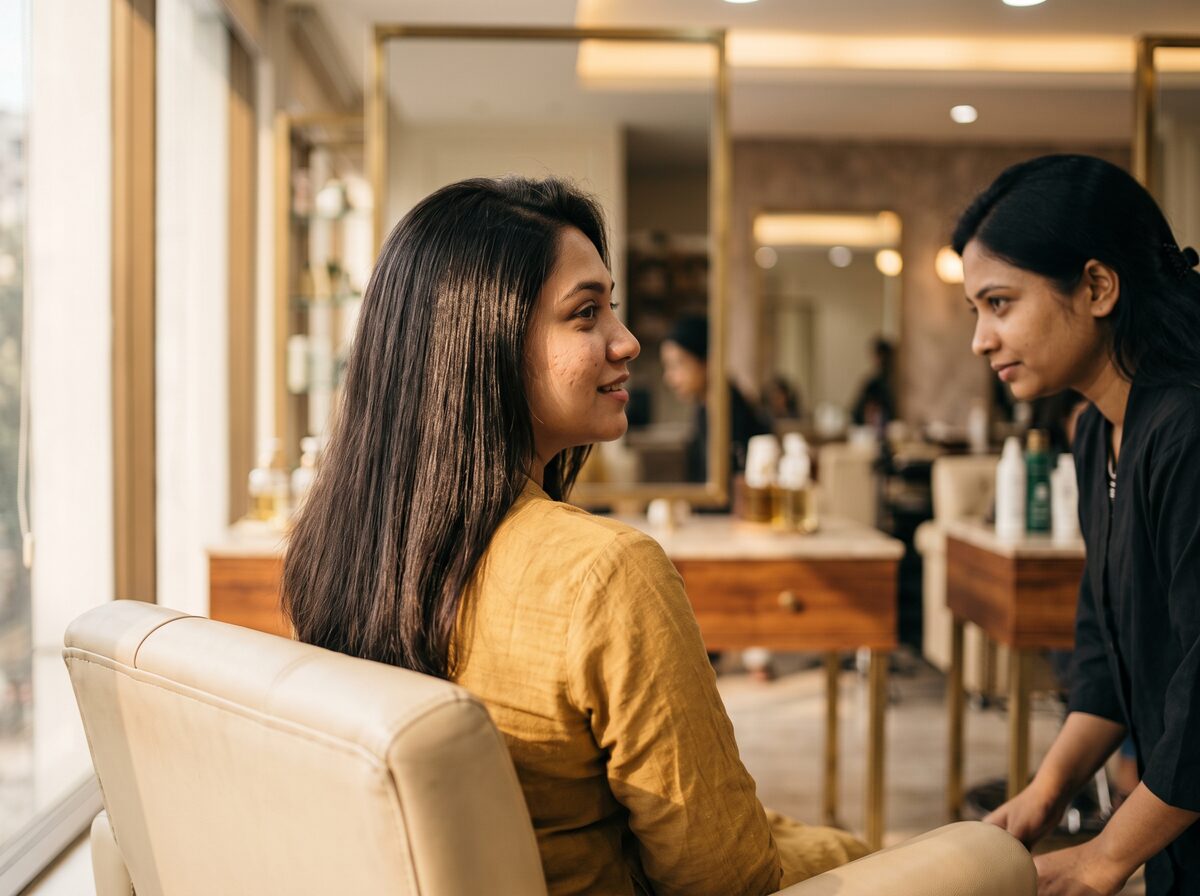 Smooth, glossy hair after a Shine Set treatment at Noor Beauty Salon, Dhaka