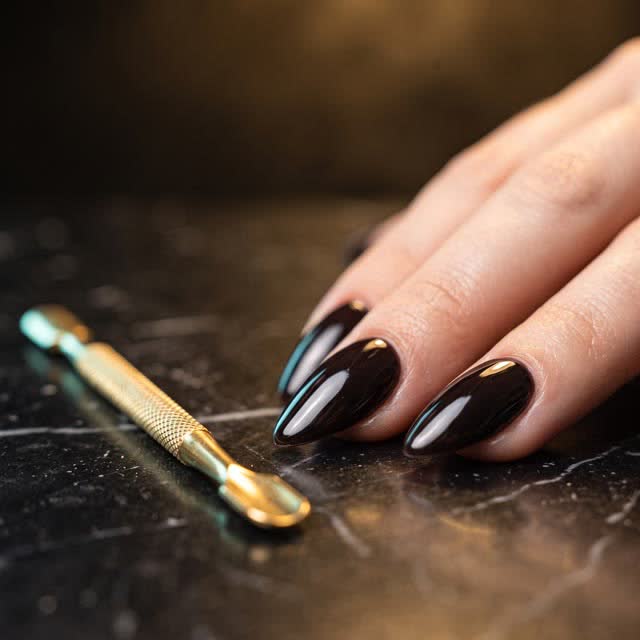 Nail extensions being shaped at Noor Beauty Salon, Dhaka