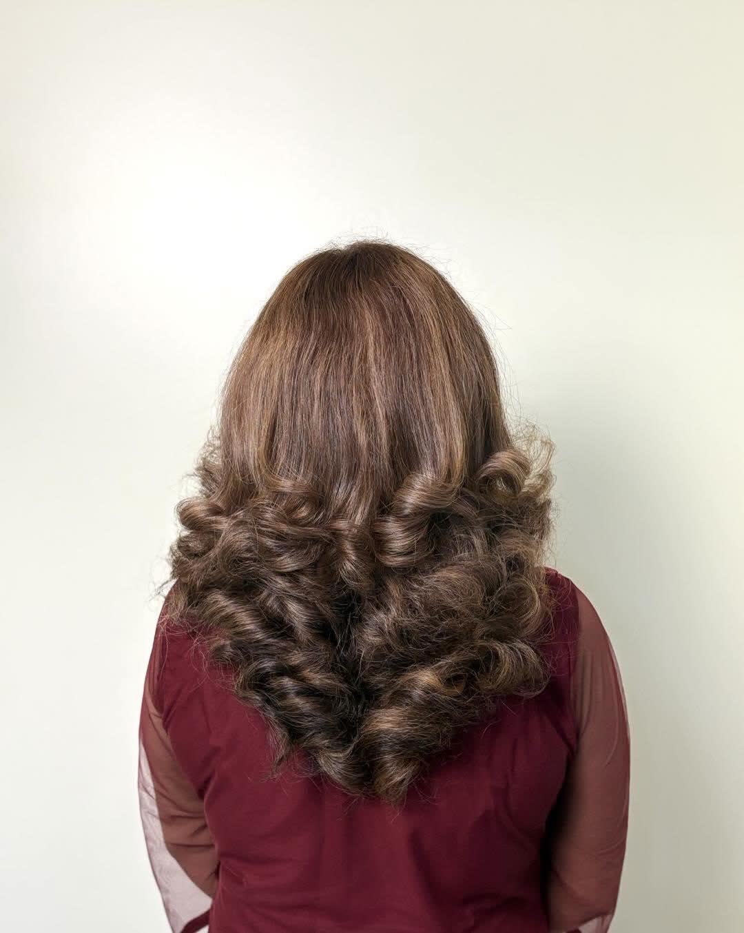 Hair colour, finished and blow dried