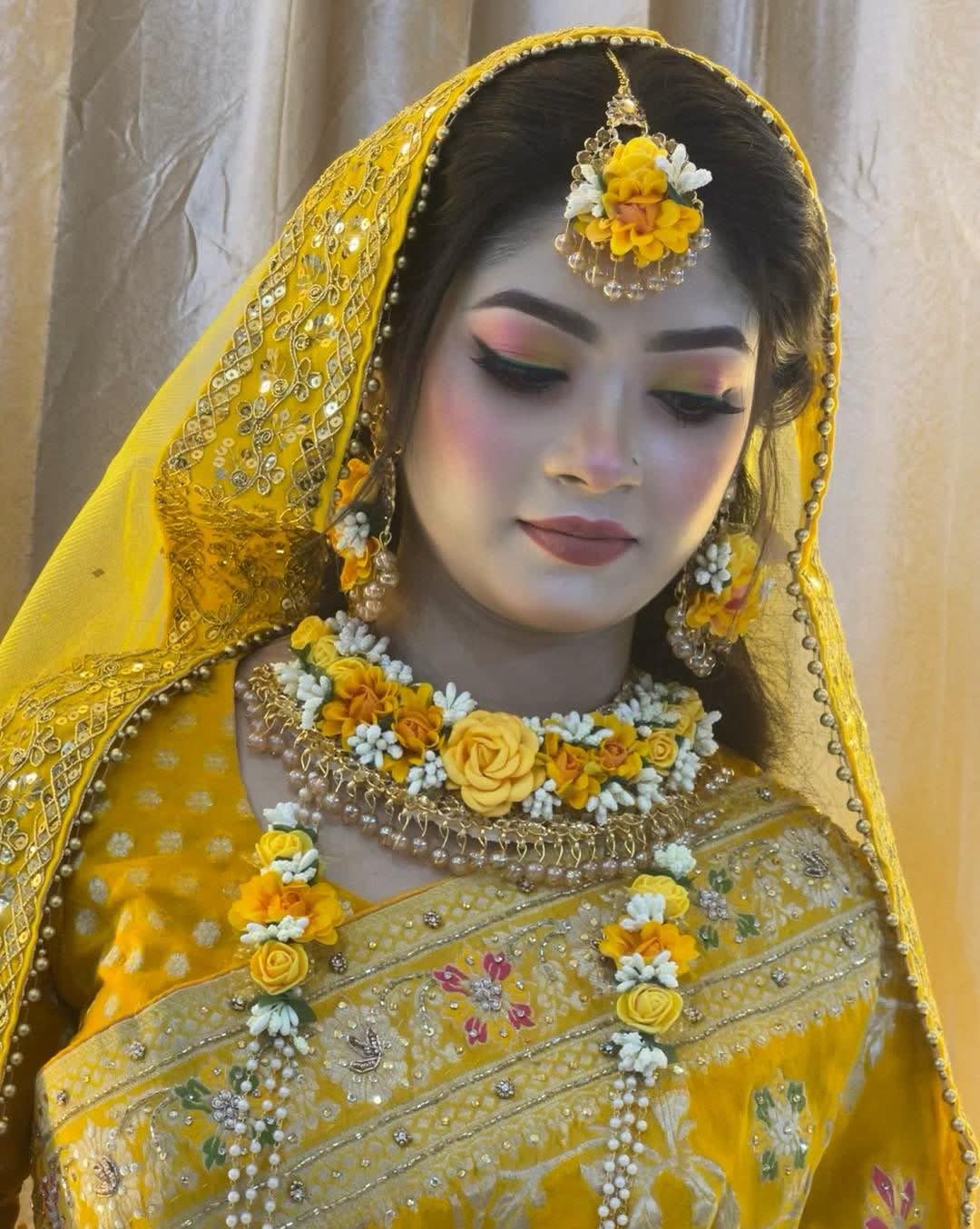 A bride dressed for her holud
