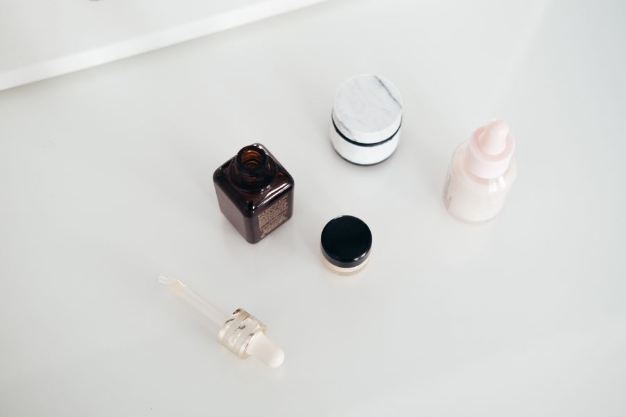 Minimal skincare flatlay